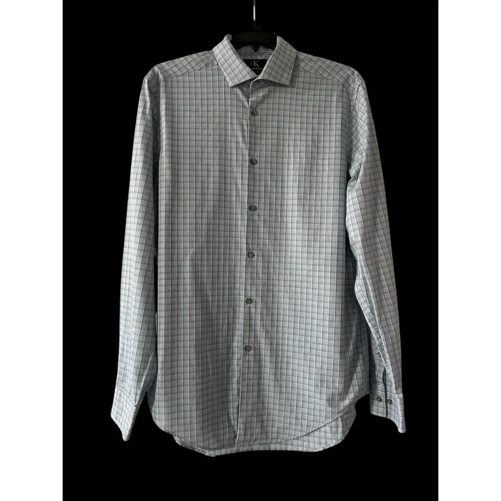 CALVIN KLEIN Men's Slim Fit STRETCH Dress SHIRT Blue 15-15.5 34/35 Size Medium M